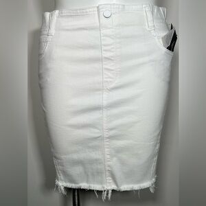 NWT Liverpool Los Angeles White Distressed Denim Pencil Skirt, Womens Sz 12 x 31